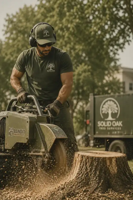 Stump grinder removing a tree stump